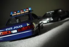 Police car performing a traffic stop
