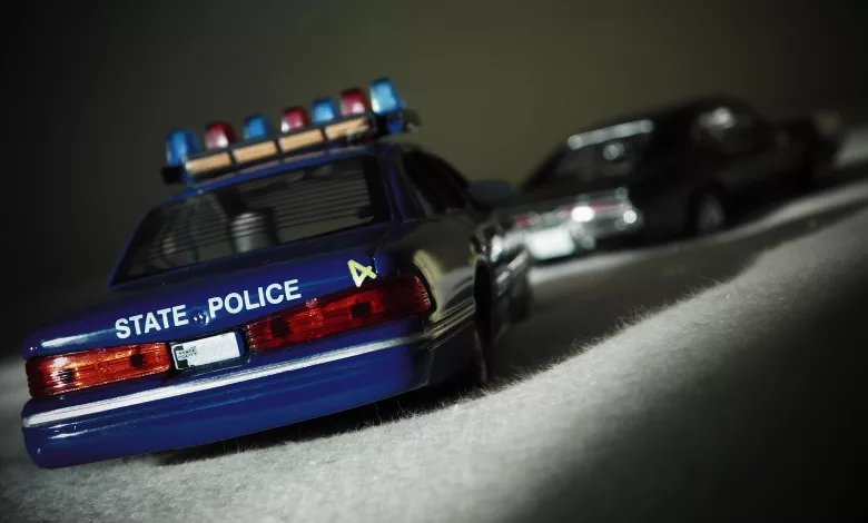 Police car performing a traffic stop